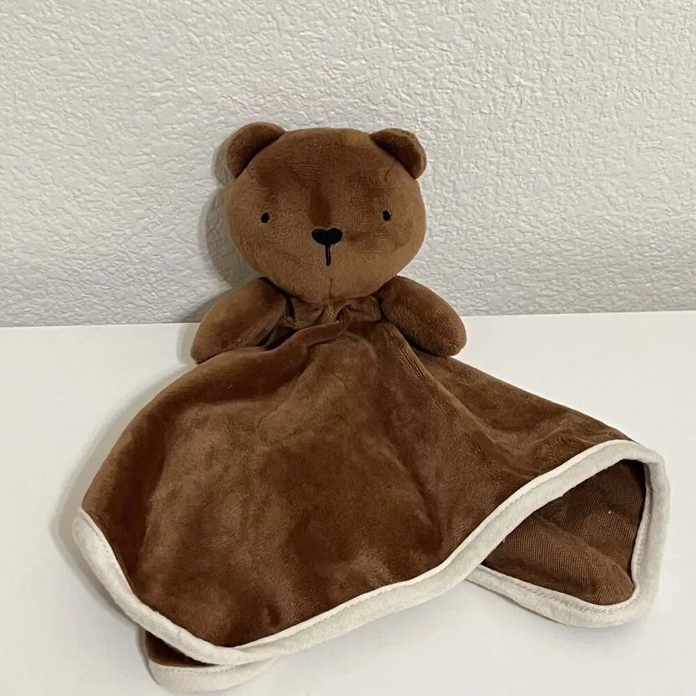 G & W Kids Brown Teddy Bear Velour Security Blanket Lovey Lovie Blankie